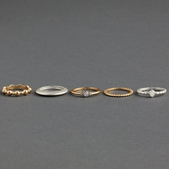 Lucky Brand Two Tone Ring Stack, Women's Size Multi - Picture 2 of 6